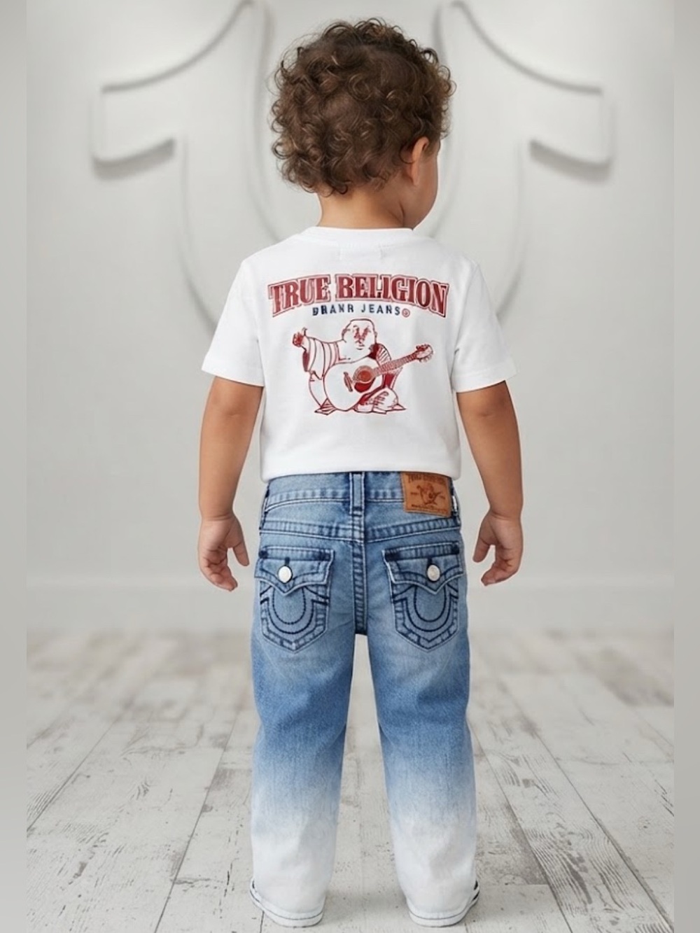 Authentic True Religion kids designer ombré designer denim jeans sz 4